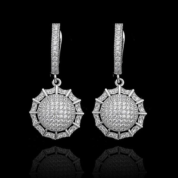 

hoop & huggie effss sunflower design pendants silver color vintage earrings for women luxury wedding jewelry with gifts bags/boxes ak0057, Golden;silver