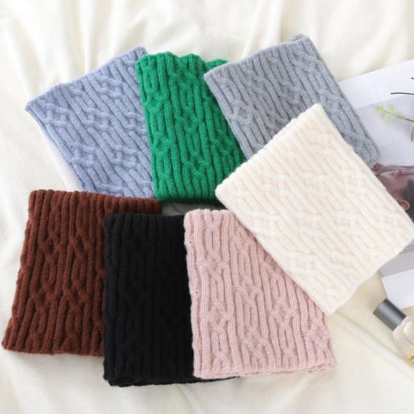 

scarves knitted fake collar scarf wrap warm turtleneck detachable neck guard solid color winter windproof for men women, Blue;gray