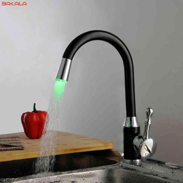 

kitchen faucets hipping black led light tap bathroom swivel sink temperature sensor color mixer s-118 v1ir