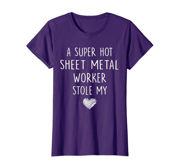 

womens a super sheet metal worker stole my heart t shirt, White;black