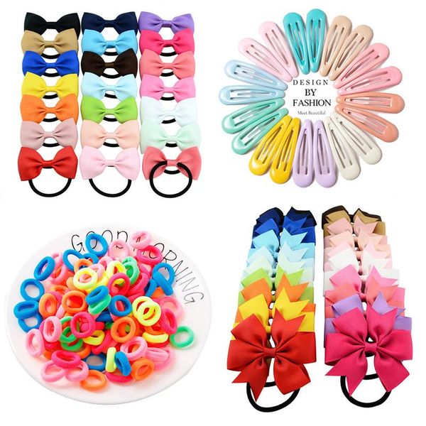 

hair accessories for kid children colroful elastic bands rope tie gum hairpins clips barrettes hairgrips scrunchies, Slivery;white