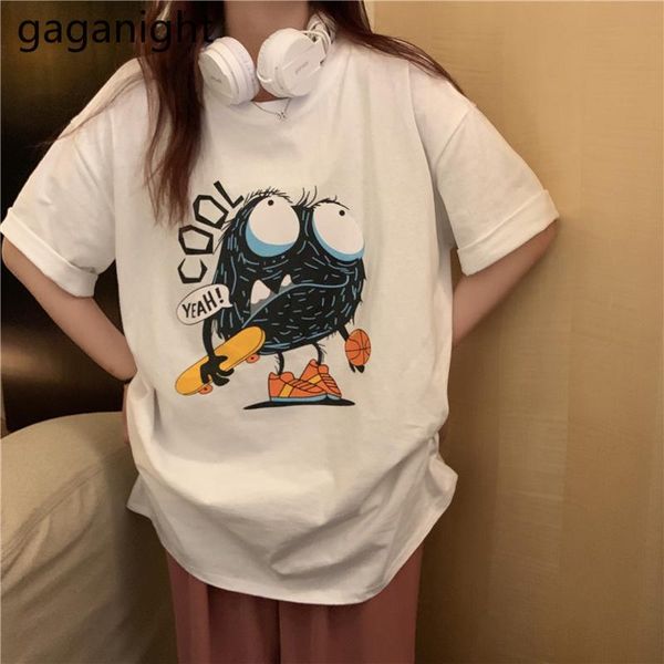 

women's t-shirt gaganight women summer casual t-shirts 2021 cartoon harajuku t shirt female basic cotton loose tee korean streetwear, White