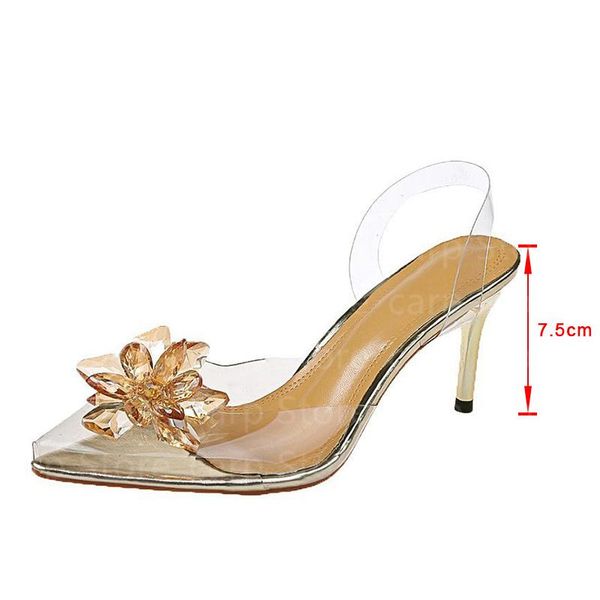 

dress shoes summer women sandals slippers thin heels crystal transparent band fashion pumps flower females slip on shallow, Black