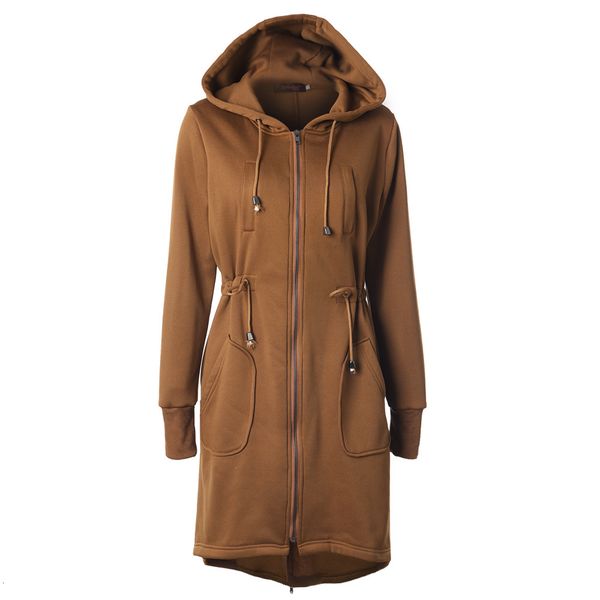 

women jackets solid hooded coat vintage 2020 female casual spring autumn long outwears windbreaker plus size womenswear ll022 pl8j, Black;brown