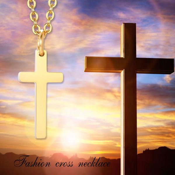 

pendant necklaces women cross necklace stainless steel classic fashion female gifts, Silver