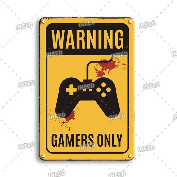 

gamers only warning tin sign vintage baby gamer decor plate retro old game poster living room metal fashion painting