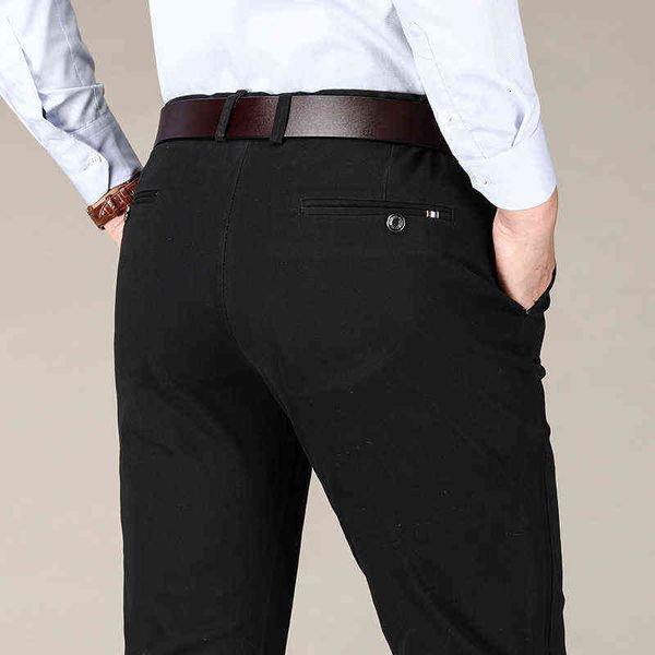 

jeans 2021 autumn busins slim straight cotton black casual elastic men's pants, Blue