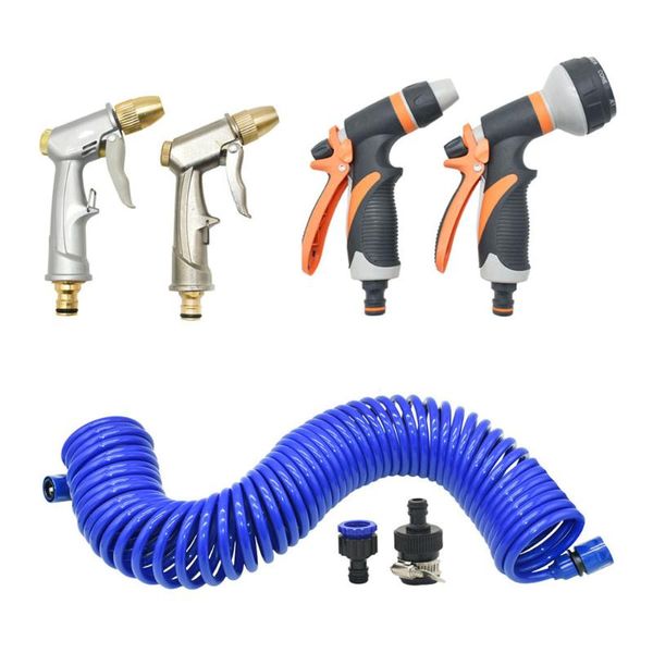 

watering equipments 10m/15m portable high-pressure water gun with spring tube car washing magic hose for flower lawn