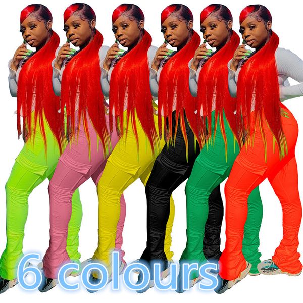 

solid color drawstring slim trousers females fashion spotpants casual clothes womens flare stacked pocket pants designer aii8, Black;white