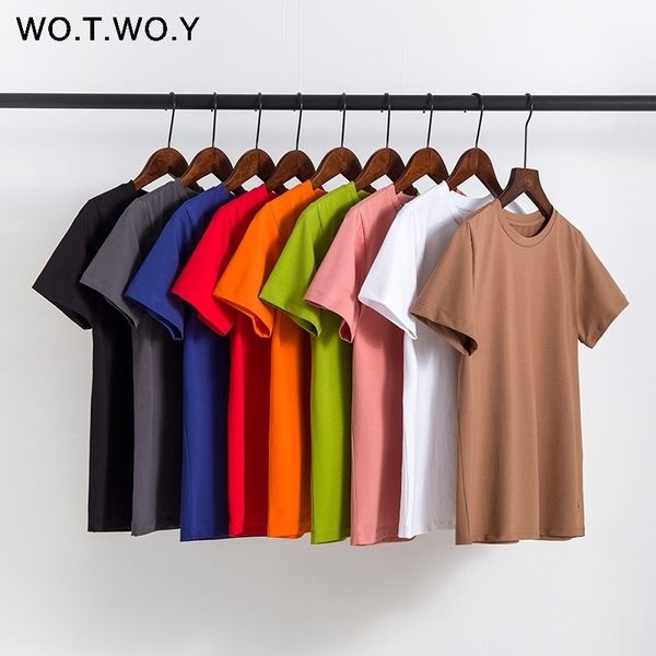 

wotwoy new 9 colors t-shirts women plus size casual cotton o-neck tee shirts female black loose harajuku 210315, White