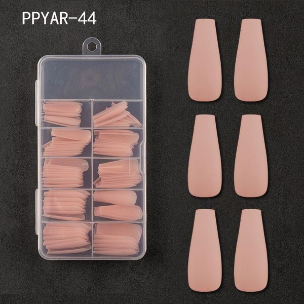 

false nails 100pcs/pp box solid color long ballet fake full cover coffin nail tips press on detachable, Red;gold