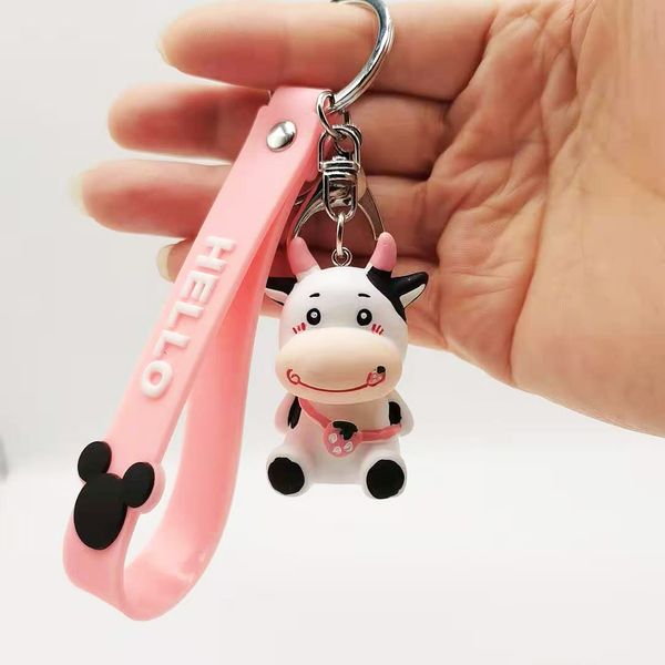 

2021 fashion keychain creative cow key chain student bag pendant men and women lovers hanging gifts doll machine supplies, Silver