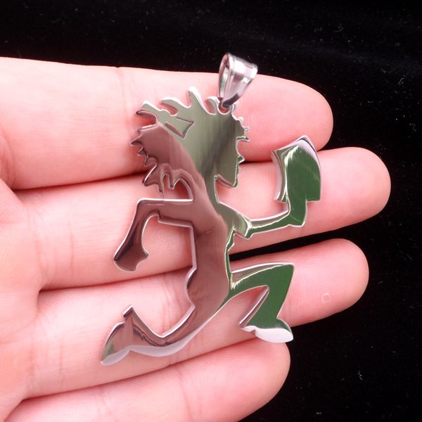 

high polished large hatchetman juggalette charm juggalo pendant men stainless steel icp necklace 30'' ball chain, Silver
