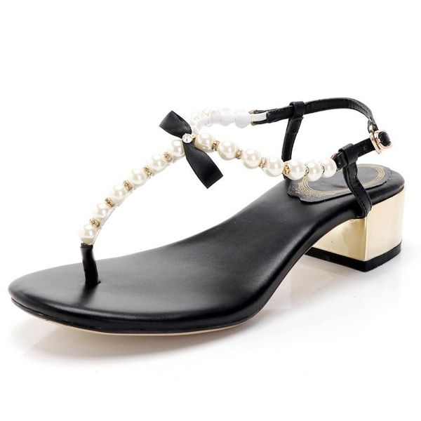 

slippers 2021 fashion pearl flip flops women summer casual shoes beach flat sandals, Black