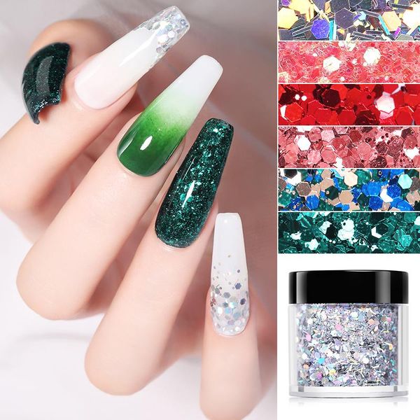 

nail glitter 1 box colorful sequins mixed size nails flakies paillette spring summer 3d art decoration manicures, Silver;gold