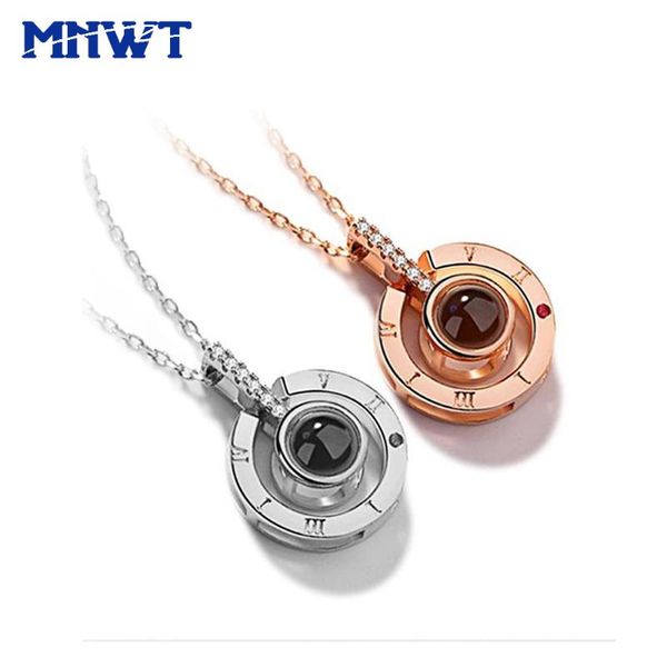 

pendant necklaces mnwt 100 languages i love you projection charm necklace for women choker lover gift romantic memory wedding jewelry, Silver