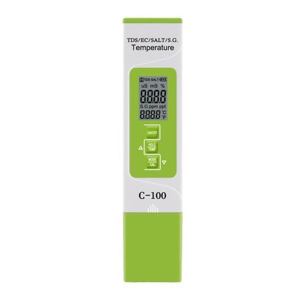

meters 5 in 1 tds/ec/salinity/s.g./temperature meter digital water quality tester for household, pools, drinking water, aquarium