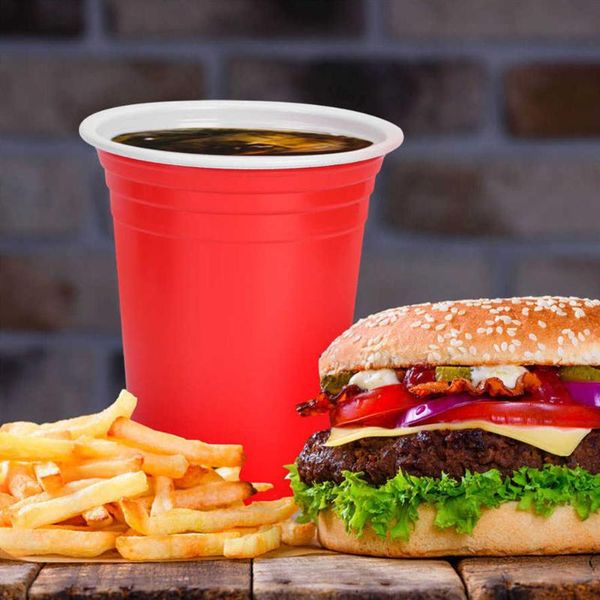

disposable dinnerware 450ml red pp plastic cup height 120mm for beer pong drinking