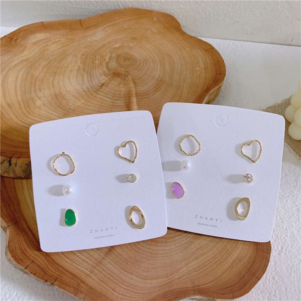 

hbp fashion south korea east gate 6-piece set student crowd cool wind earrings small fresh s925 silver needle