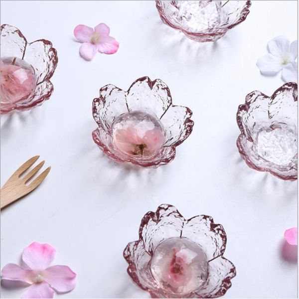 

dishes & plates cherry sauce dish glass small plate blossoms pink originality vinegar yogurt fruit dessert salad bowl tableware gifts