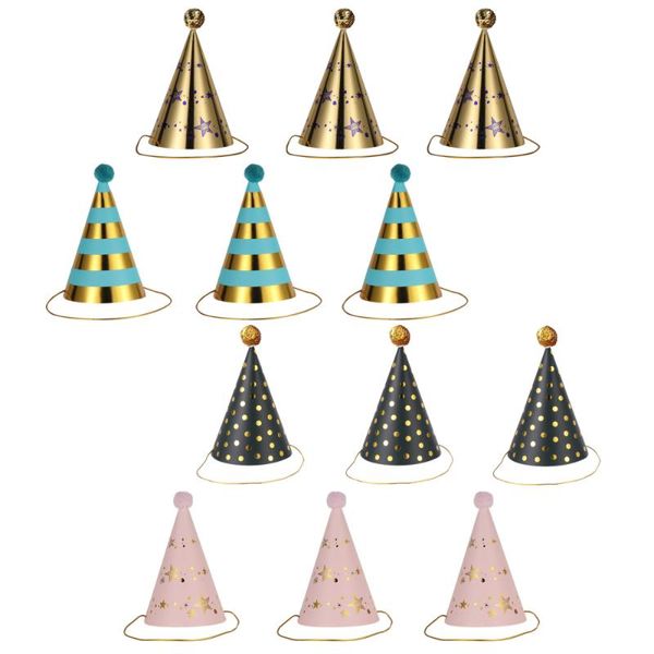 

party hats 12pcs birthday cone tricorne paper crown caps decors