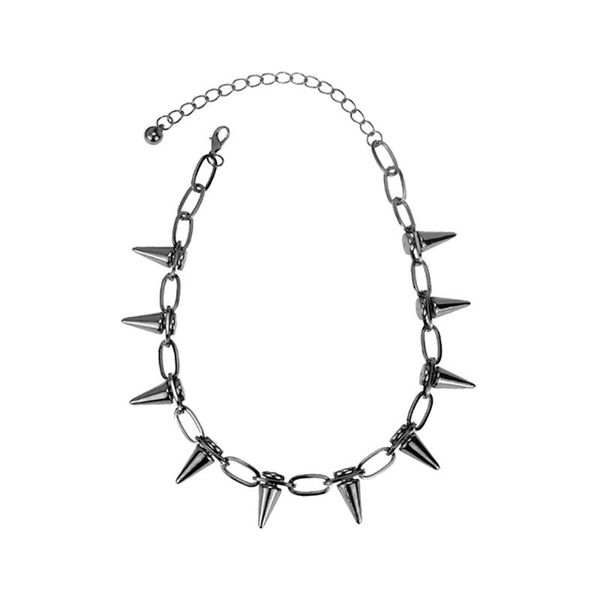 

punk spike rivet choker necklace for women girl men boy gothic rock link chain collar necklace vintage fashion jewelry, Golden;silver