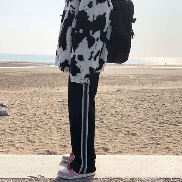 

running pants women's sweatpants straight-leg students korean loose autumn winter casual thickening thin sports trousers, Black;blue