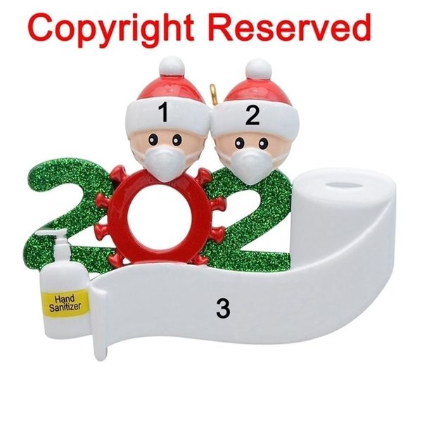 Família sobrevivida personalizada de 2 enfeites de Natal decorações de férias - Ornamento de árvore de Natal exclusivo Membremo especial 201017