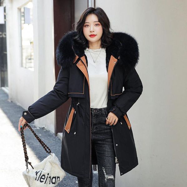 

women's jackets plus size women coats winter solid thick parkas woman clothing hooded zipper warm overcoats female clothes, Black;brown