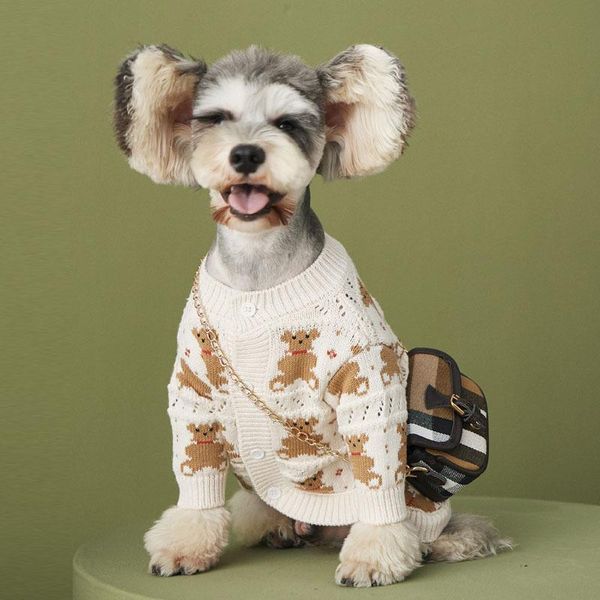 

dog apparel clothes autumn and winter style bear sweater cardigan teddy schnauzer pomeranian poodle cute pet coat