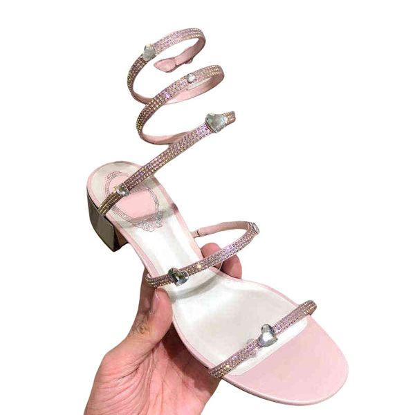 

women's formal shoes snake winding sandal's korean version 2021 summer love thick heel shoes roman sandals, Black