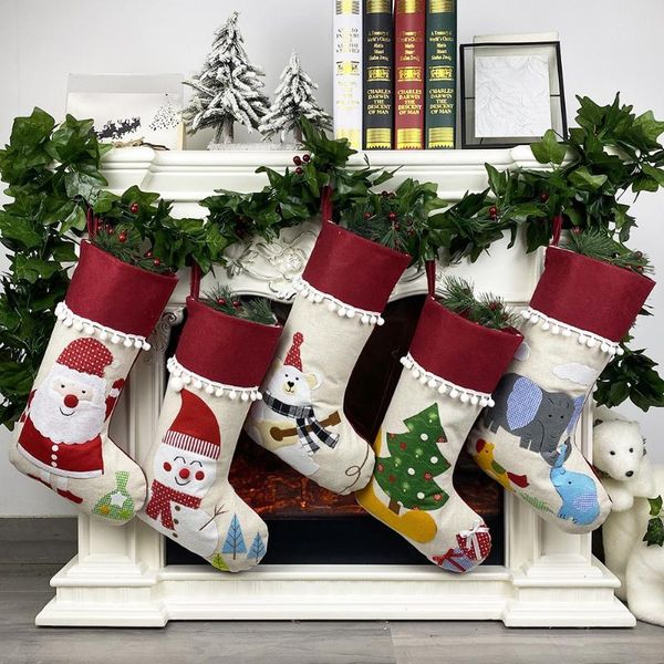 

christmas decorations stockings non-woven fabric santa claus sock gift kids hanging candy bag xmas decor for home tree ornaments