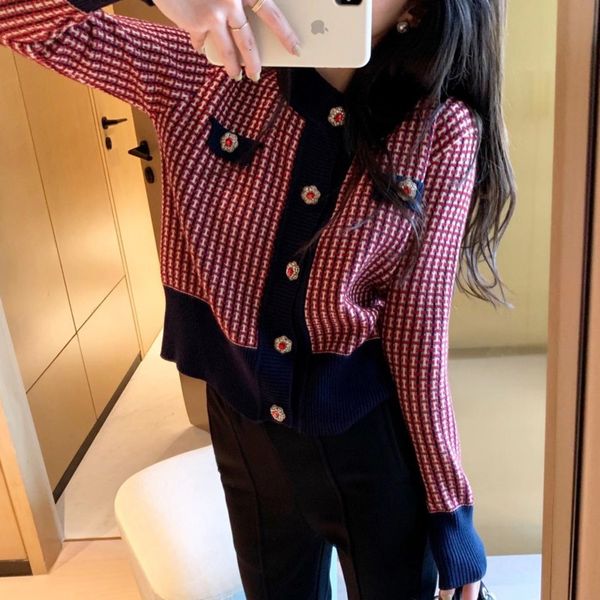 

women's sweaters nico breasted estilo coreano xadrez camisola de malha feminina manga longa do vintage o pescoo jaqueta casual alta qua, White;black