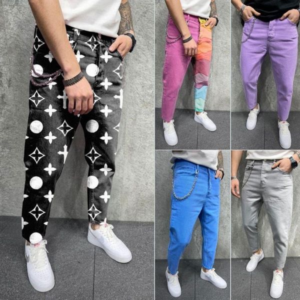 

men's pants autumn printed loose casual leggings, Black