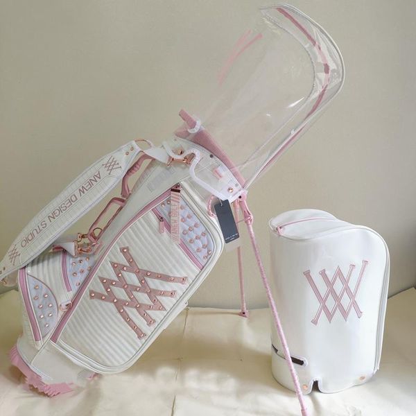 

golf bags fashion standard ball bag candy cart stuff stand tripod two caps pink