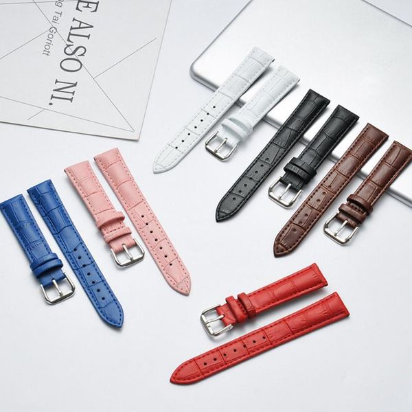 

watch bands alk black watchbands bracelet belt pink leather strap 14mm 16mm 18mm 20mm 22mm pin buckle tool diy accessory for s, Black;brown