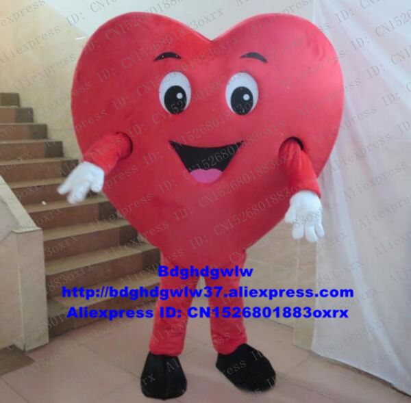 Costumi mascotte San Valentino Cuore rosso Costume mascotte Personaggio dei cartoni animati per adulti Proprietà sceniche Campagna genitori-figli zx1032