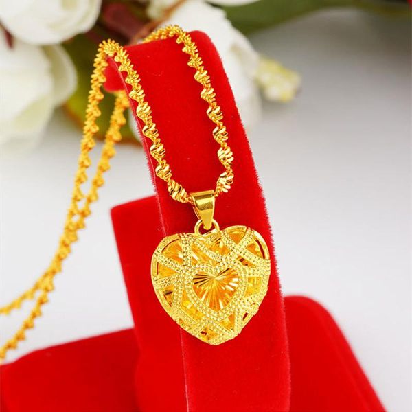 

pendant necklaces 24k gold for women hollow heart 2021 trend necklace party wedding engagement jewelry gift, Silver