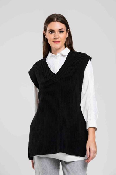 

women's black v-neck sweater, White;black