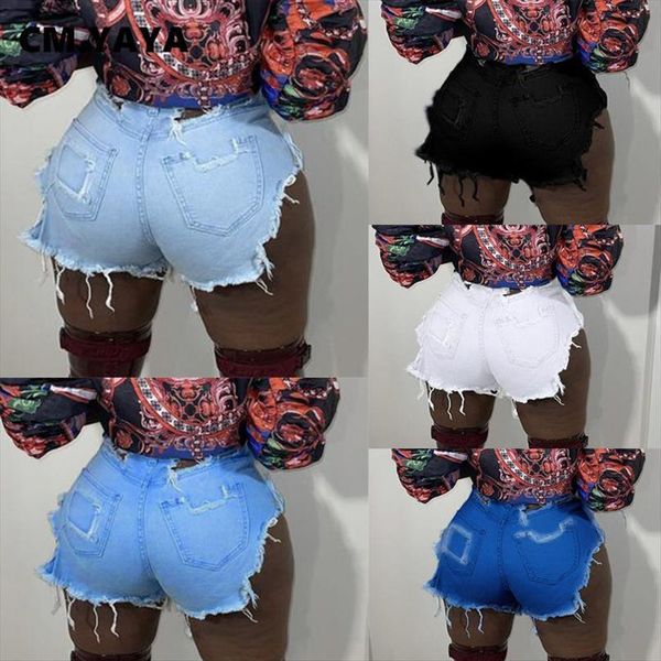 

summer shorts casual women jean zipper fly pockets high street stretch denim fashion holes pants, Blue