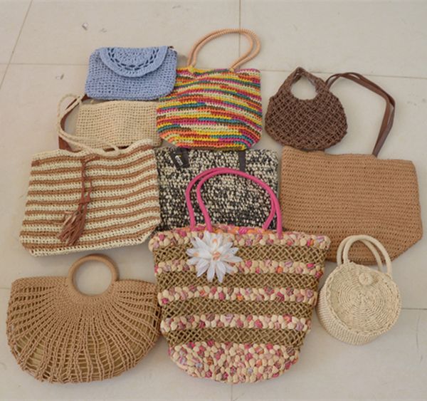 

rattan capacity designer wicker 2021 straw woven hand women's bag, Black;red