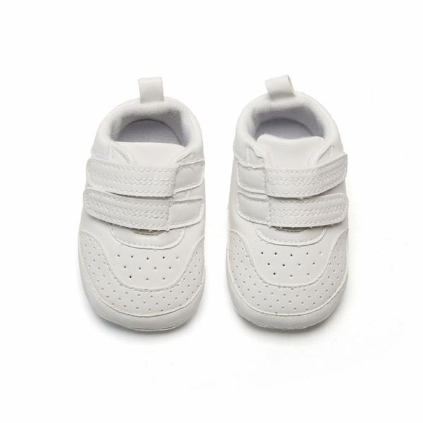 

first walkers baby boys girls leather sneakers, anti-slip soft sole crib shoes infant prewalker solid white 0-12m