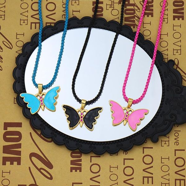 

pendant necklaces shiny cz butterfly necklace for women dainty clavicle chain jewelry anniversary engagement birthday gifts, Silver