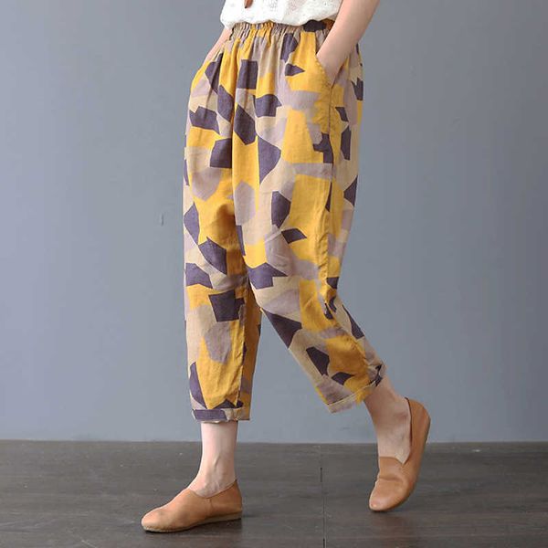 

vanovich summer women's pants cotton linen casual female pluz size ladies harem 210615, Black;white