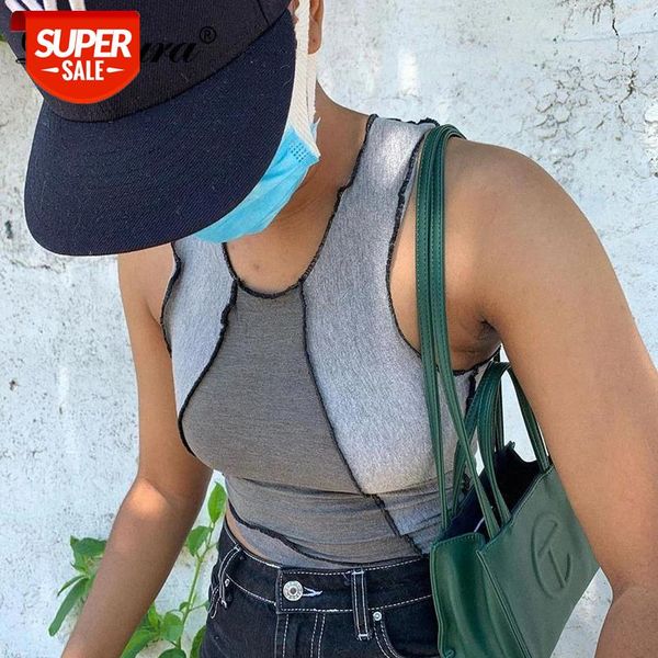 

dulzura patchwork women crop tanks vintage bodycon streetwear party club 2020 summer clothes fashion #zd6t, White