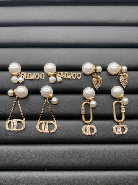 

designer jewelry pearl earrings simple style 925 silver needle anti allergy brass material fashion temperament