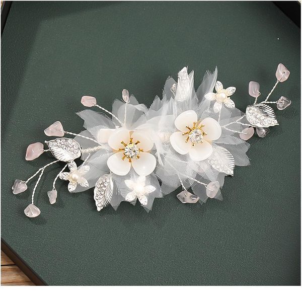 

new wedding hair accessories white pearl rhinestone hairpins ladies headdress bridal tiara handmade jewelry acc qyltql