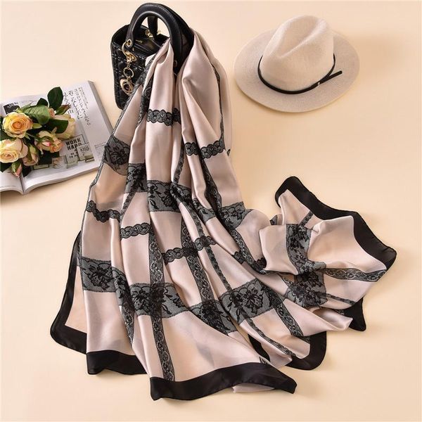

scarves summer sunscreen lattice silk scarf woman high-end decorative warming travel shawl fashion women uv, Blue;gray