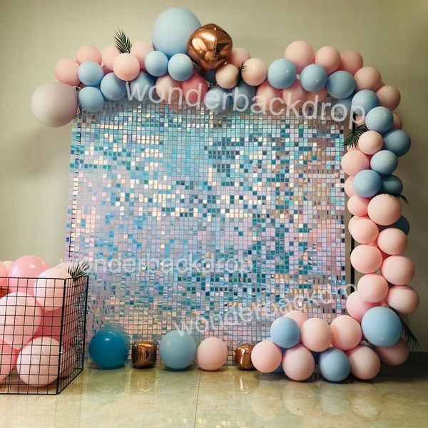 

party decoration wedding backdrop background iridescent blue shimmer sequin panels wall