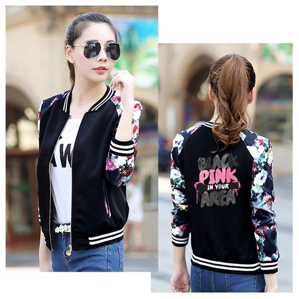 

new jacket black pink kpop jackets in your area album lisa jennie jisoo letter print fans clothes k-pop jacket coats